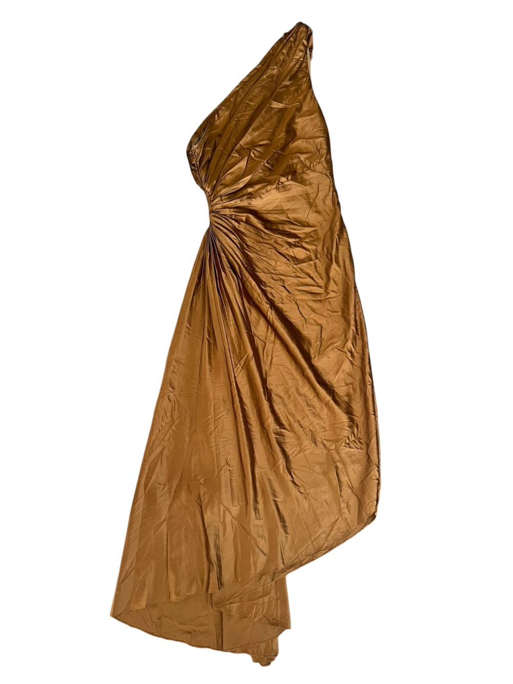 Dress Forum Novelle One Shoulder Pleated Assymetrical Pleated Maxi Dress Sz M - Picture 2 of 14